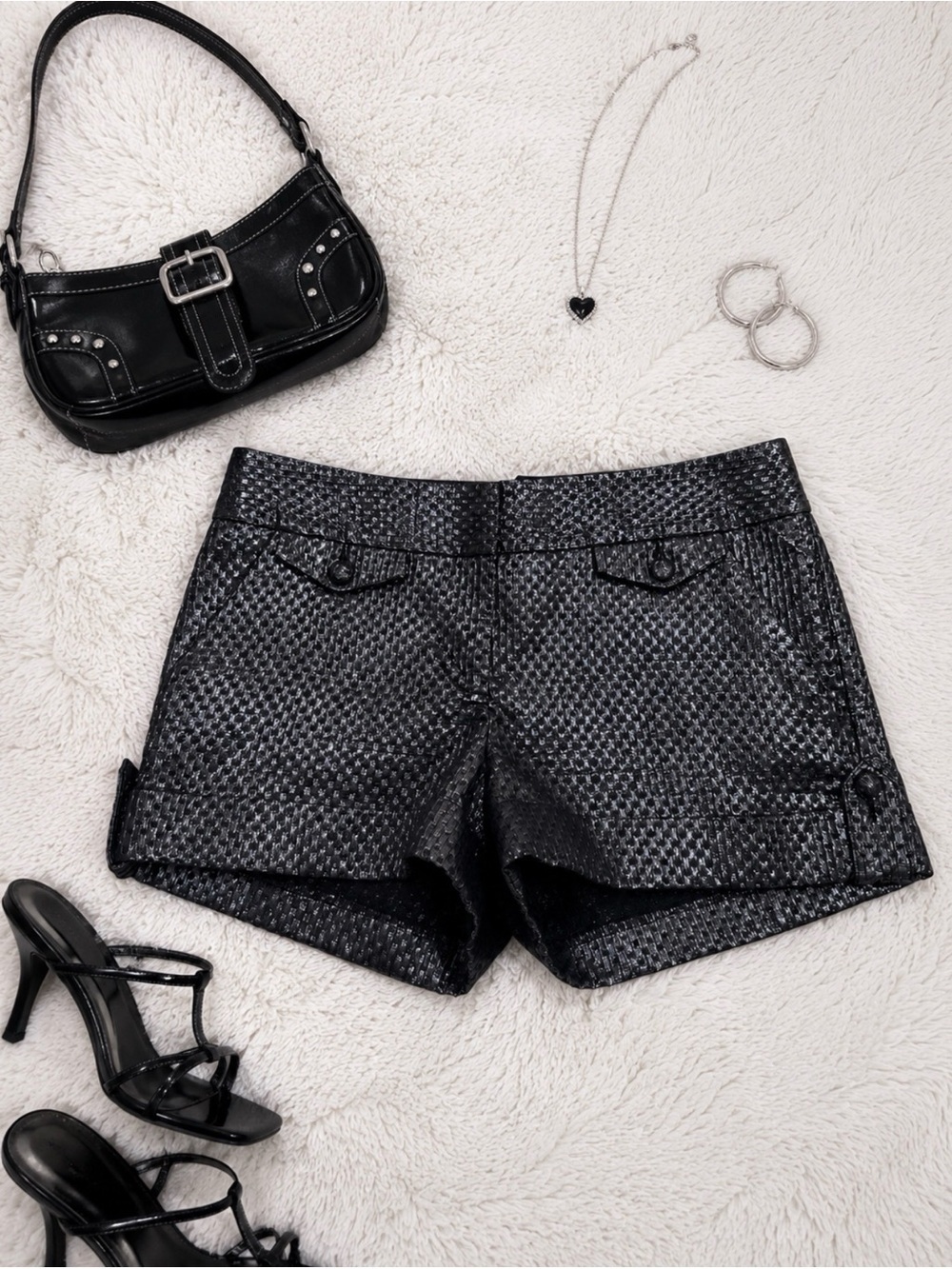 Textured Metallic Micro Shorts